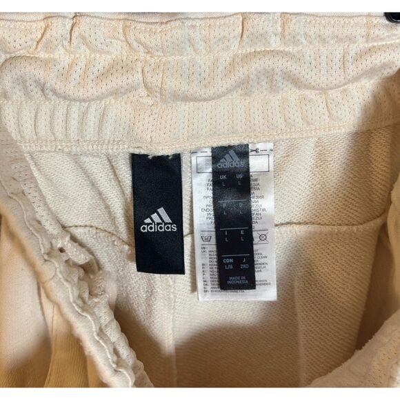 Adidas Cream Joggers Men’s Size L • Light Beige Sweatpants • Blue Logo - Picture 3 of 4